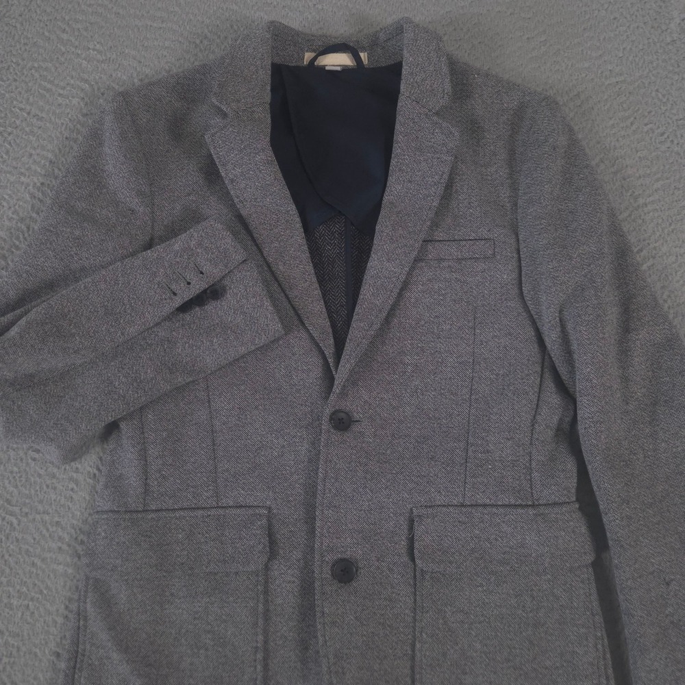 Goodfellow & Co Blazer Mens S Gray Cotton Blend Textured Surgeons Cuff Jacket